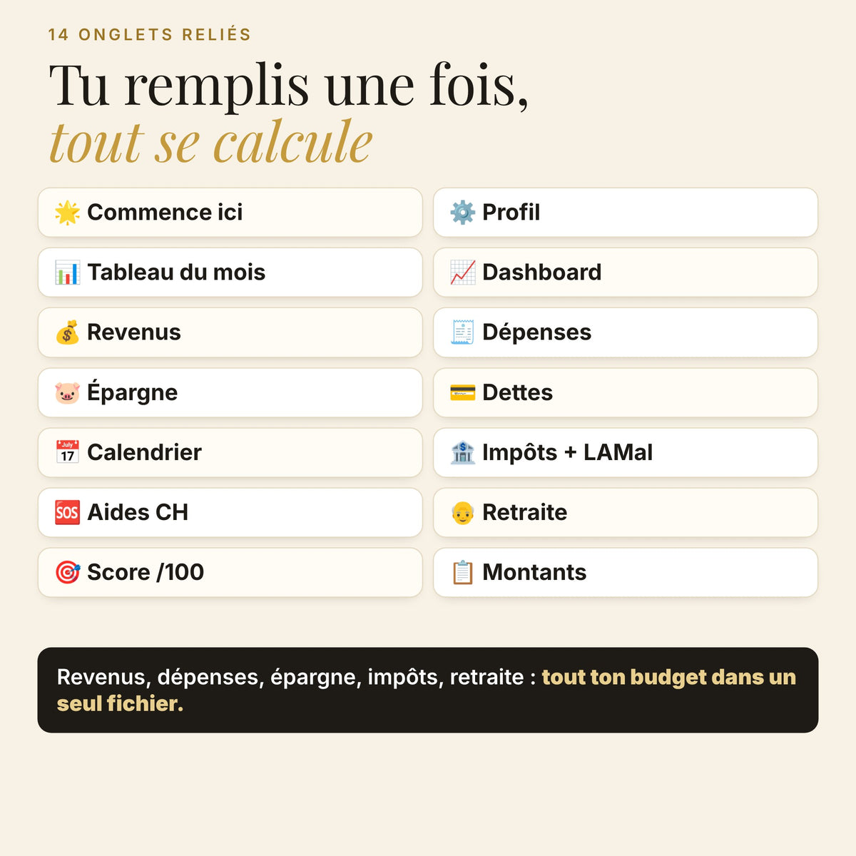 Les 14 onglets du Budget Manager