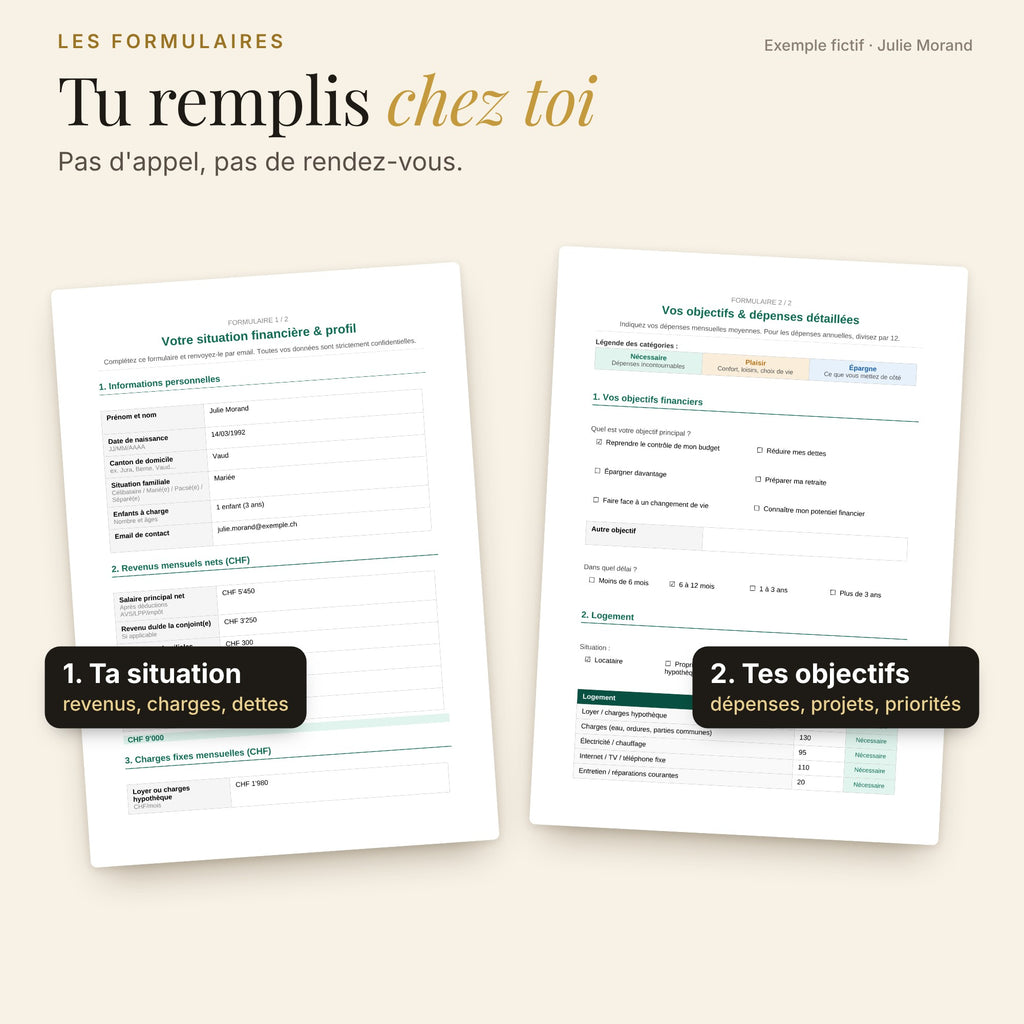 Les 2 formulaires : ta situation et tes objectifs