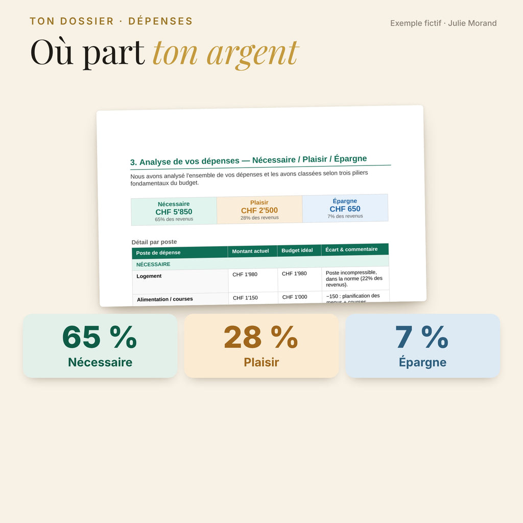 Analyse des dépenses : nécessaire, plaisir, épargne