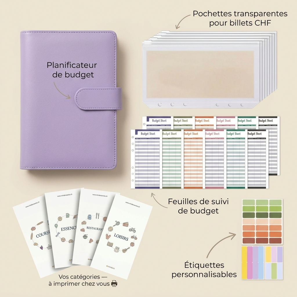 Système enveloppes budget Mindora -
pochettes transparentes